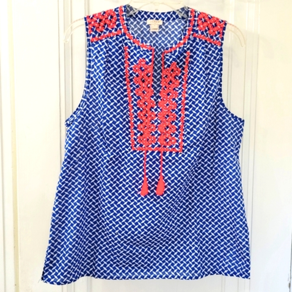 J.Crew Embroidered Tank Size 8